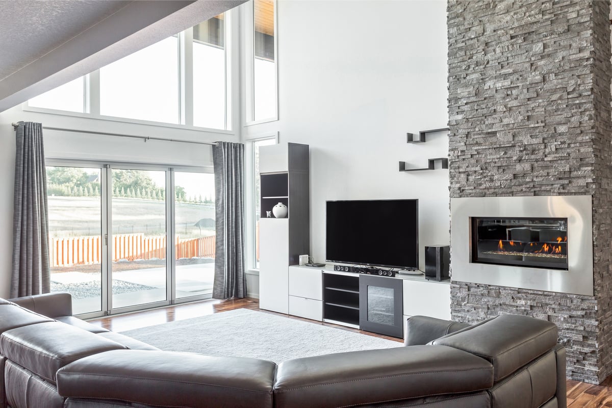 Beautiful Living Room with Fireplace in Luxury Home